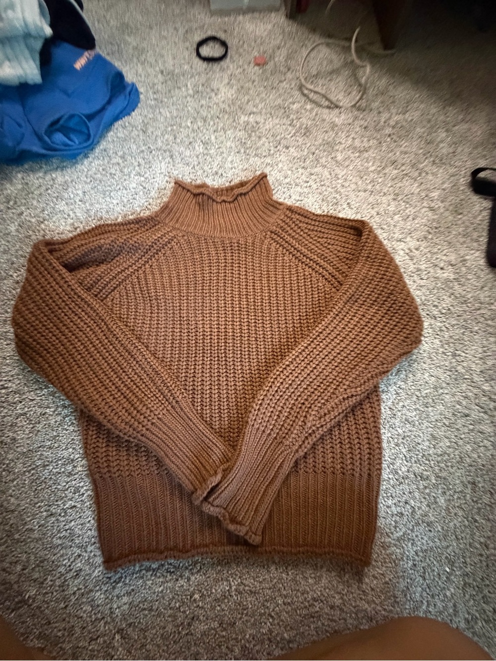 Cozy Chunky Knit Brown Turtleneck Sweater